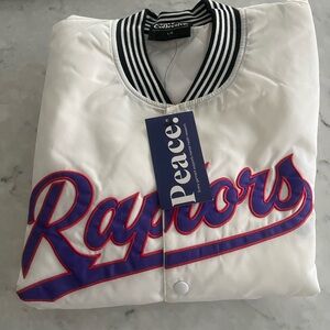 White Raptors Jacket with Purple and Red Accents